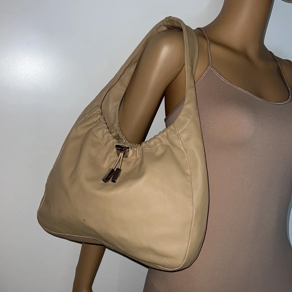 Salvatore Ferragamo Nude Light Weight Soft Leather Shoulder Bag